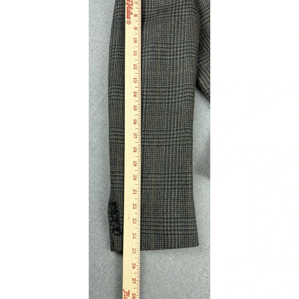 Oscar de la Renta Mens 44R 100% Wool Glen Plaid Sport Coat Blazer Gray Brown